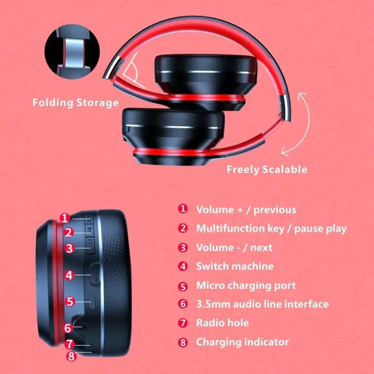 Bluetooth Foldable Over-Ear Gaming Headset