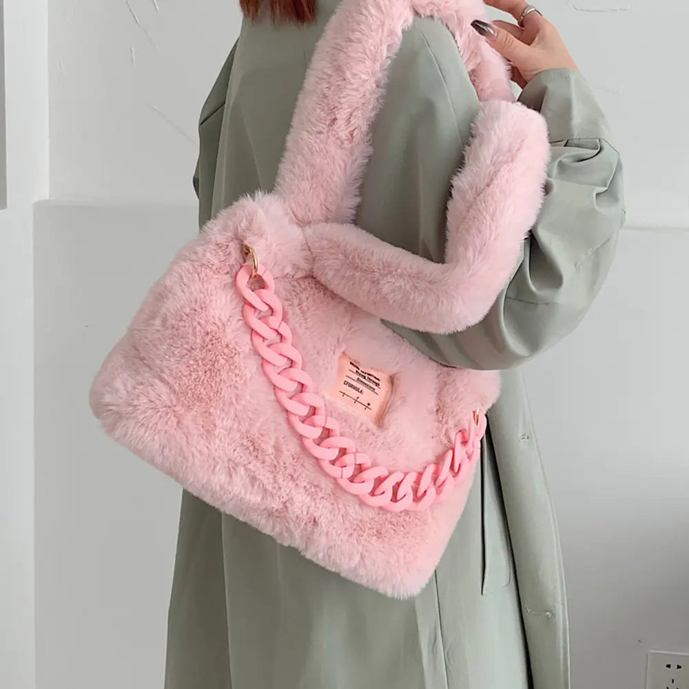 Fluffy Faux Fur Soft Shoulder Bags